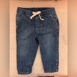 Baby Gap 6-12 months slim jeans lined tied waistband